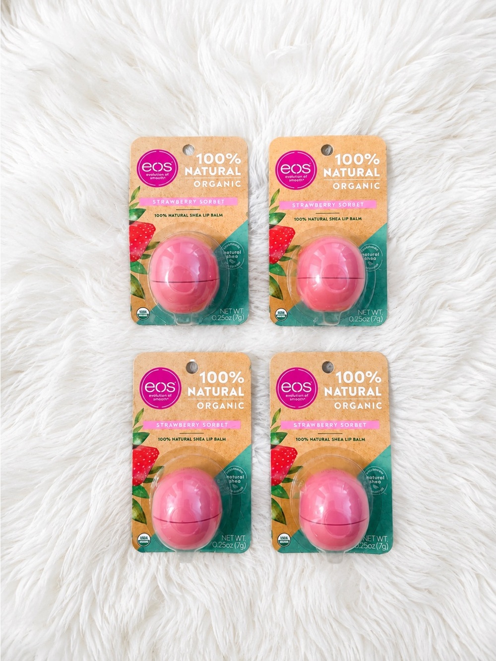 NEW eos Strawberry Sorbet Lip Balm - 4 Pack